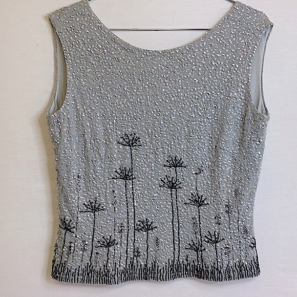 House Of Gold Tops - Vintage HOUSE OF GOLD Beaded and Sequined Sleeveless Top